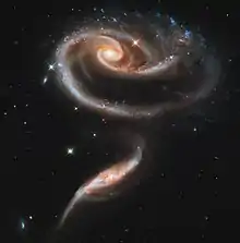 A galaxy representing part of the Universe which is a closed system.
